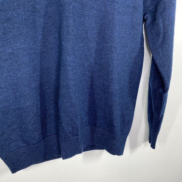 Harrison Navy Blue High V-Neck Merino Wool Knit Sweater Men's Size Small S - Picture 3 of 7